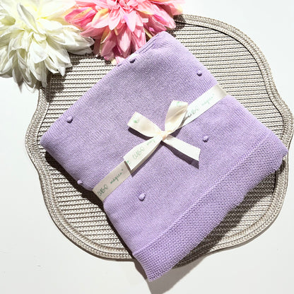 Manta de malha pompom bebé - 100% algodão - Com ou Sem personalização