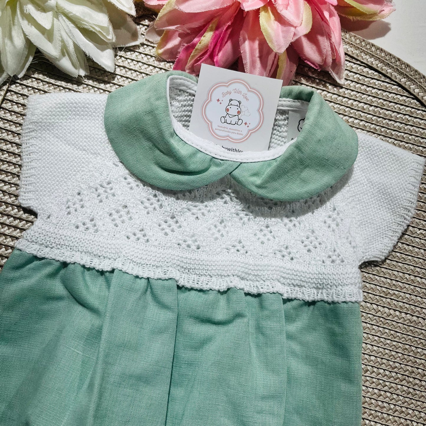 Fofo tricot para bebé - 1 aos 6M - verde seco