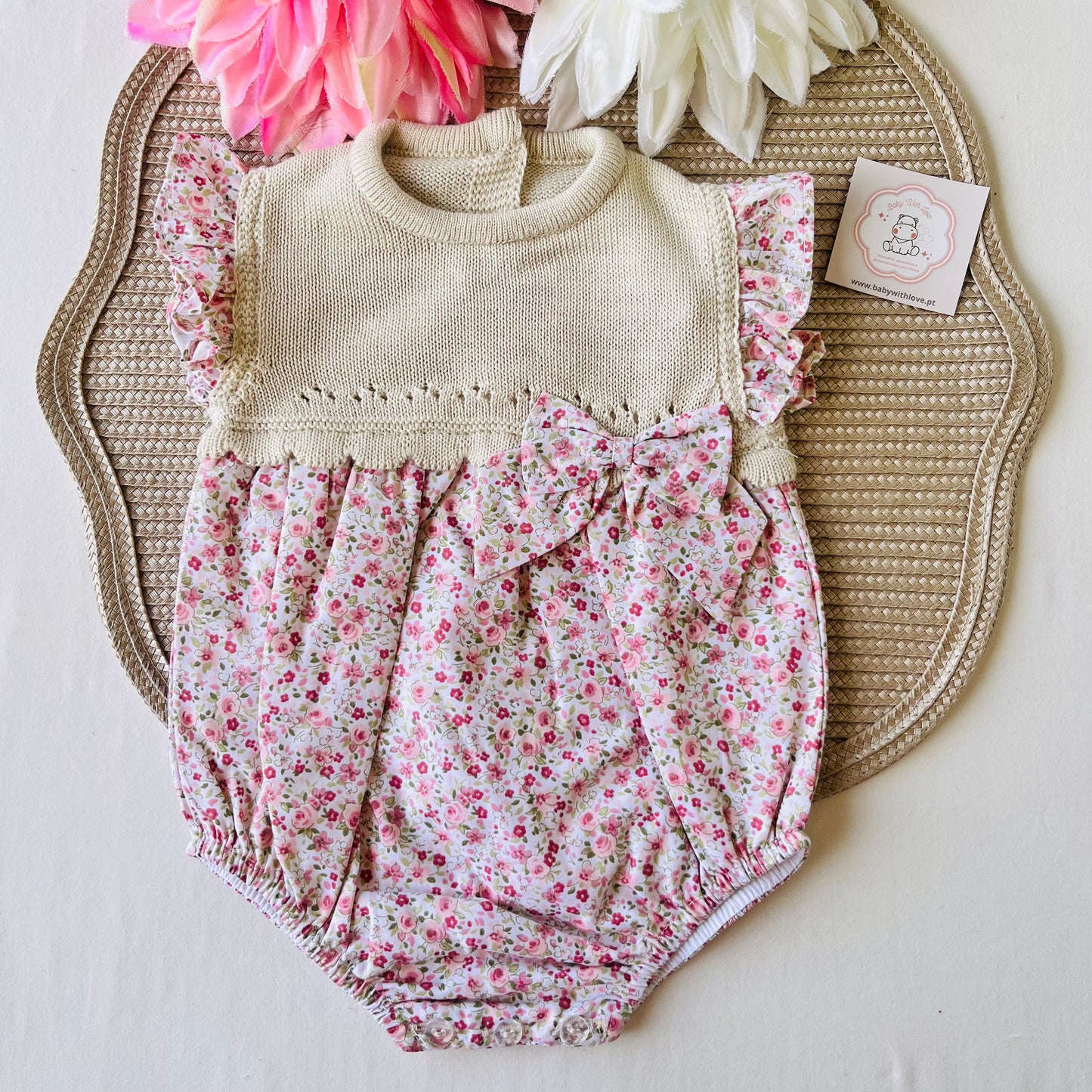 Conjunto Flor  para bebé - Areia