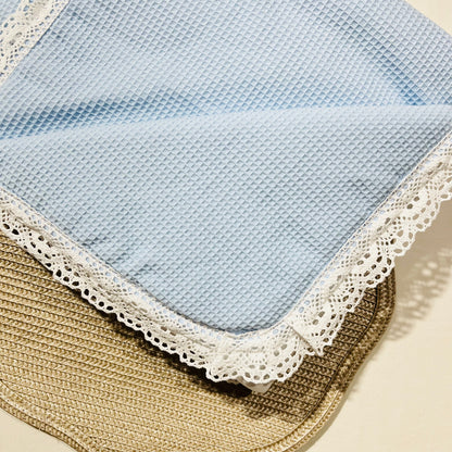 Manta wafle de bebé com renda - 100% algodão  - várias cores - Com ou Sem personalização