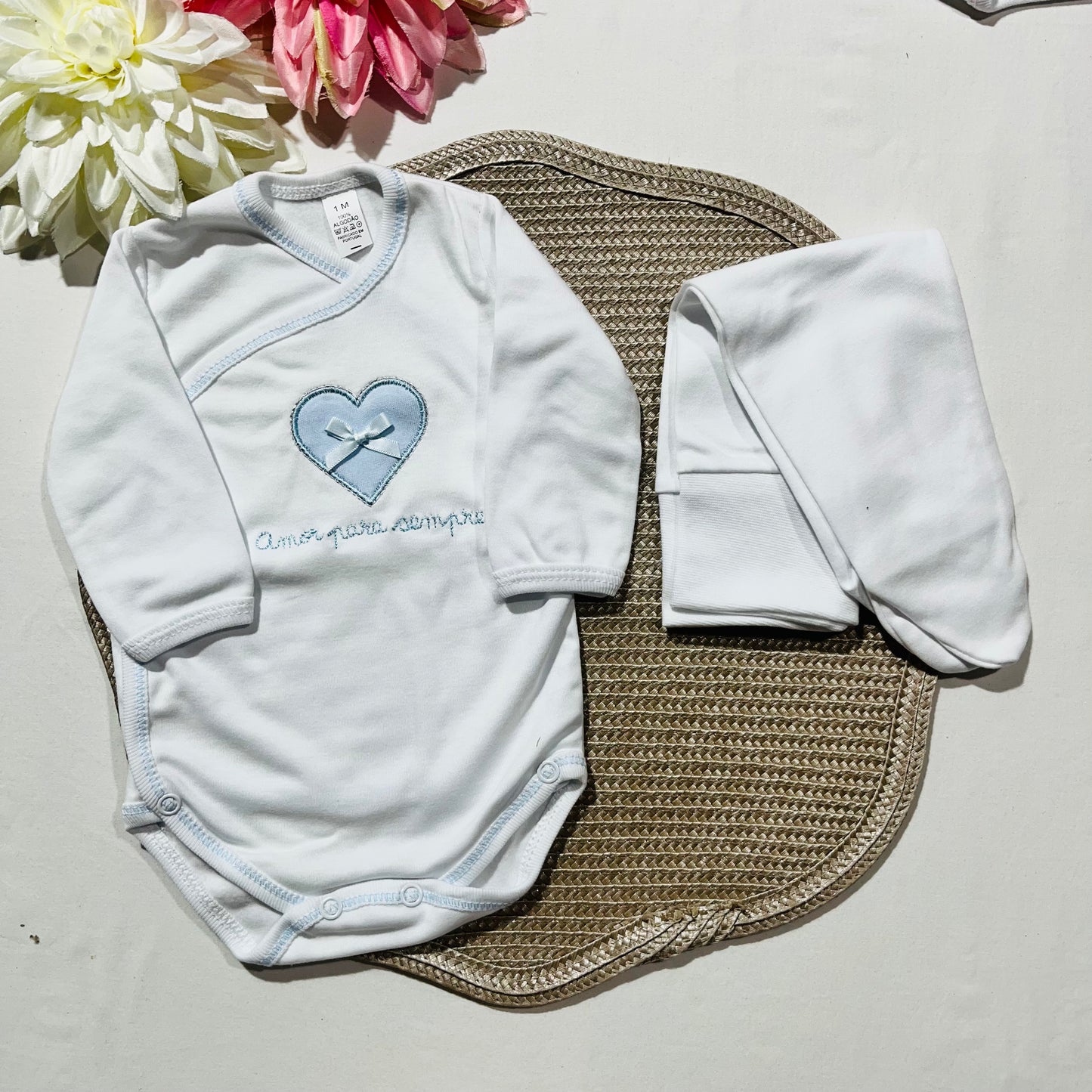 Conjunto interior  de bebé com carda - Amor - Várias cores