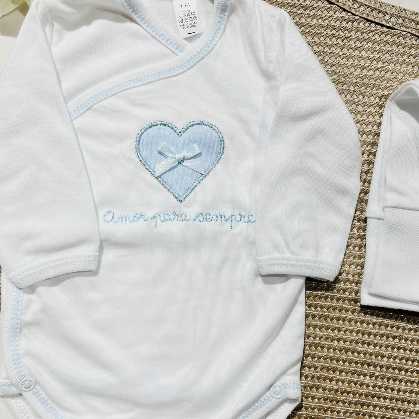 Conjunto interior  de bebé com carda - Amor - Várias cores