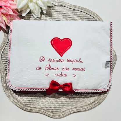 Primeira roupinha em algodão para recém-nascido - Vermelho - Amor