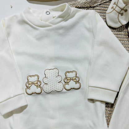 Conjunto de bebé em algodão - 4 peças - Ursinho