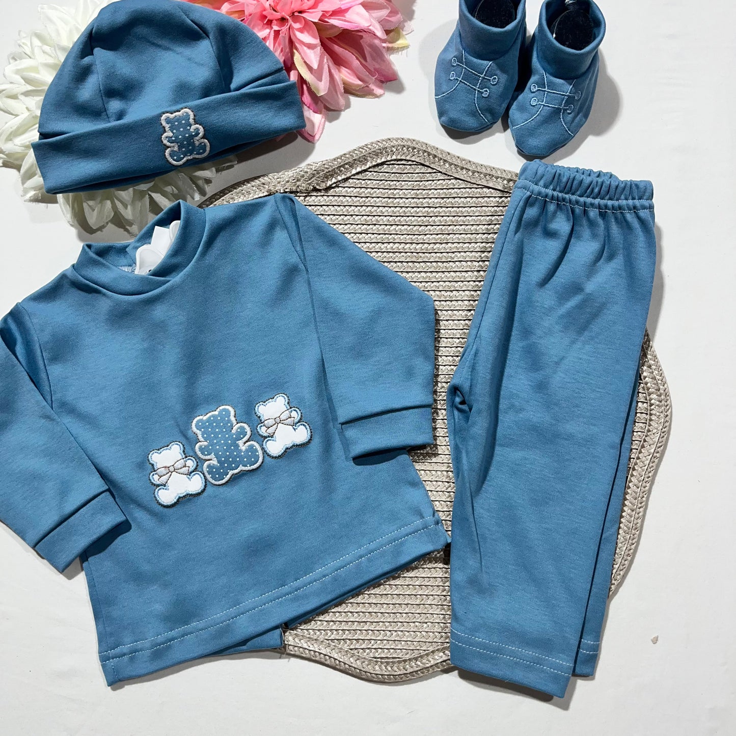 Conjunto de bebé em algodão - 4 peças - Ursinho
