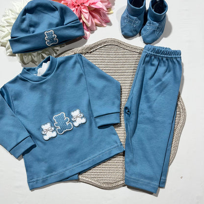 Conjunto de bebé em algodão - 4 peças - Ursinho
