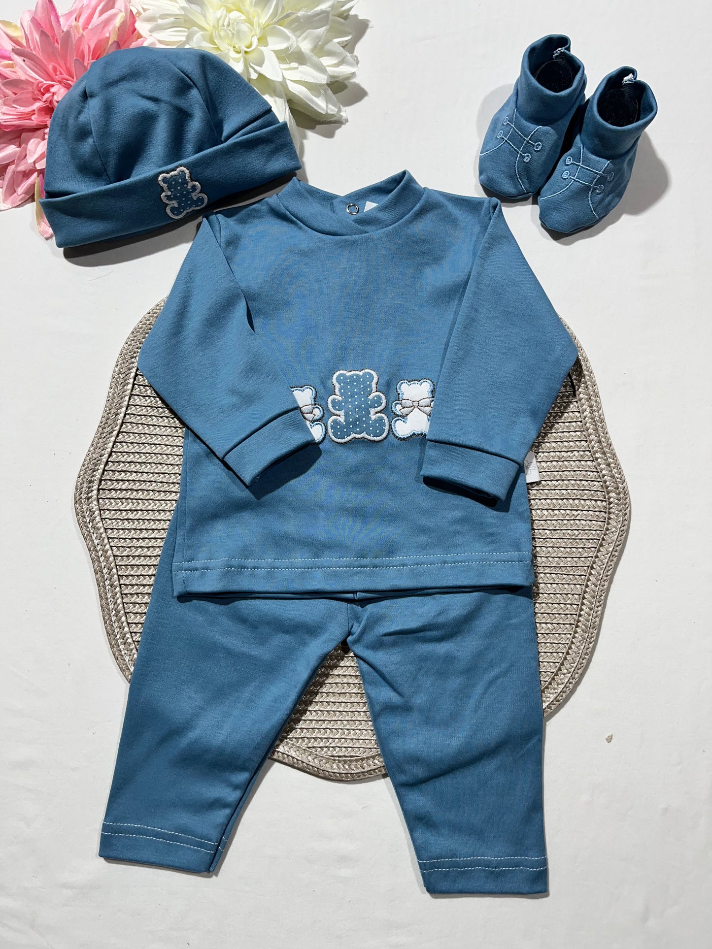 Conjunto de bebé em algodão - 4 peças - Ursinho