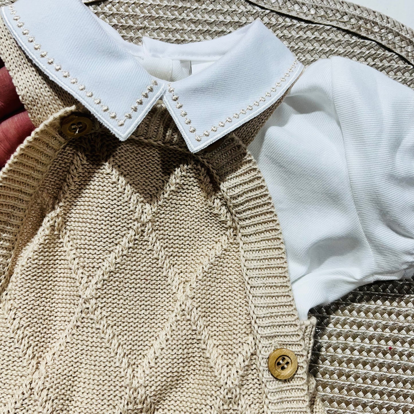 Conjunto de bebé em malha- Fofo e camisa em algodão