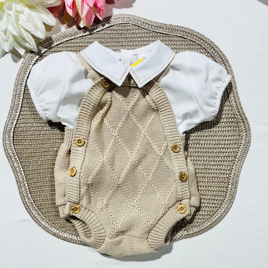 Conjunto de bebé em malha- Fofo e camisa em algodão