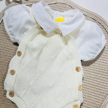 Conjunto de bebé em malha - Fofo e camisa em algodão