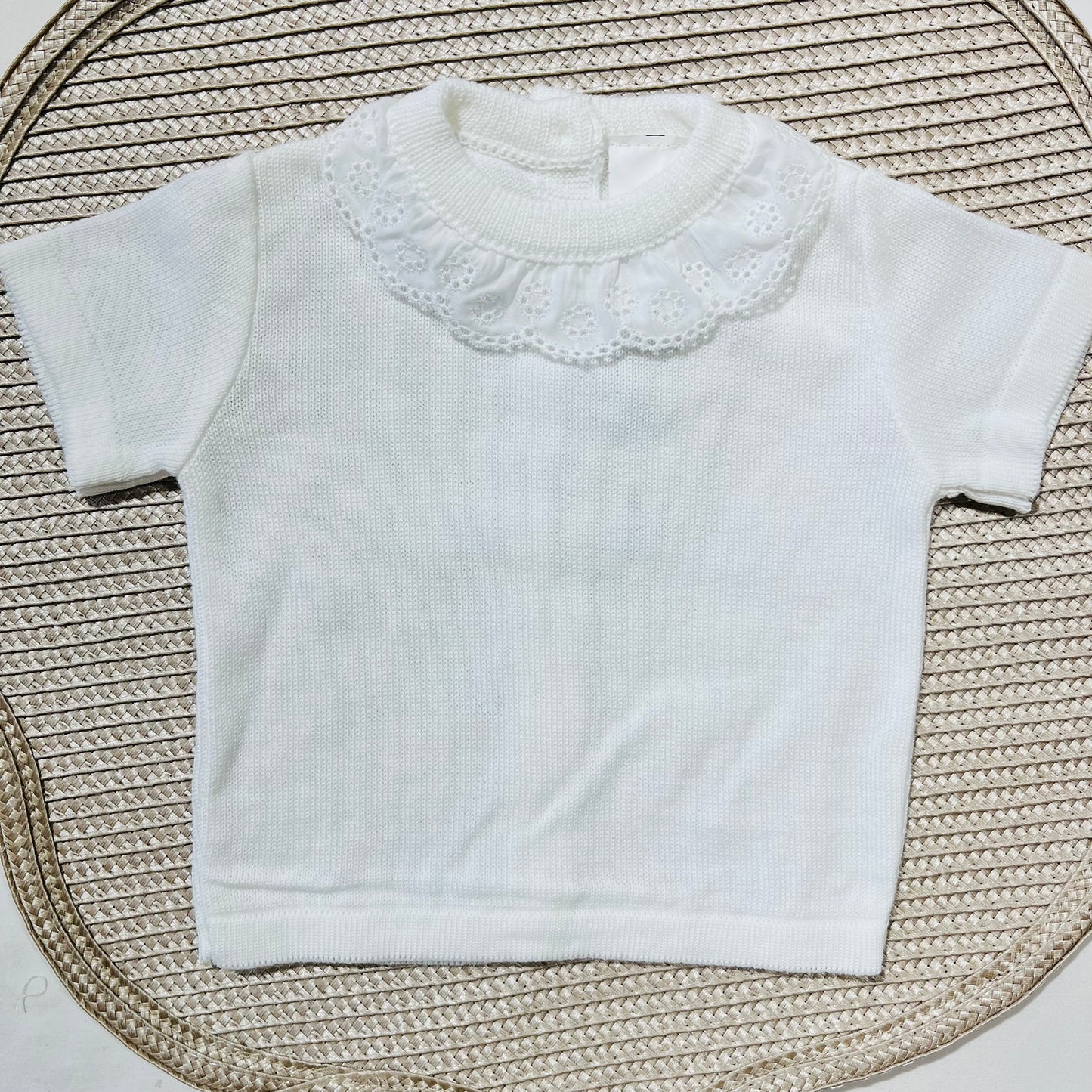 Conjunto saída de maternidade para bebé - Conjunto Laço de bebé em malha - Areia - 2 peças