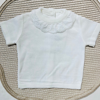 Conjunto saída de maternidade para bebé - Conjunto Laço de bebé em malha - Areia - 2 peças