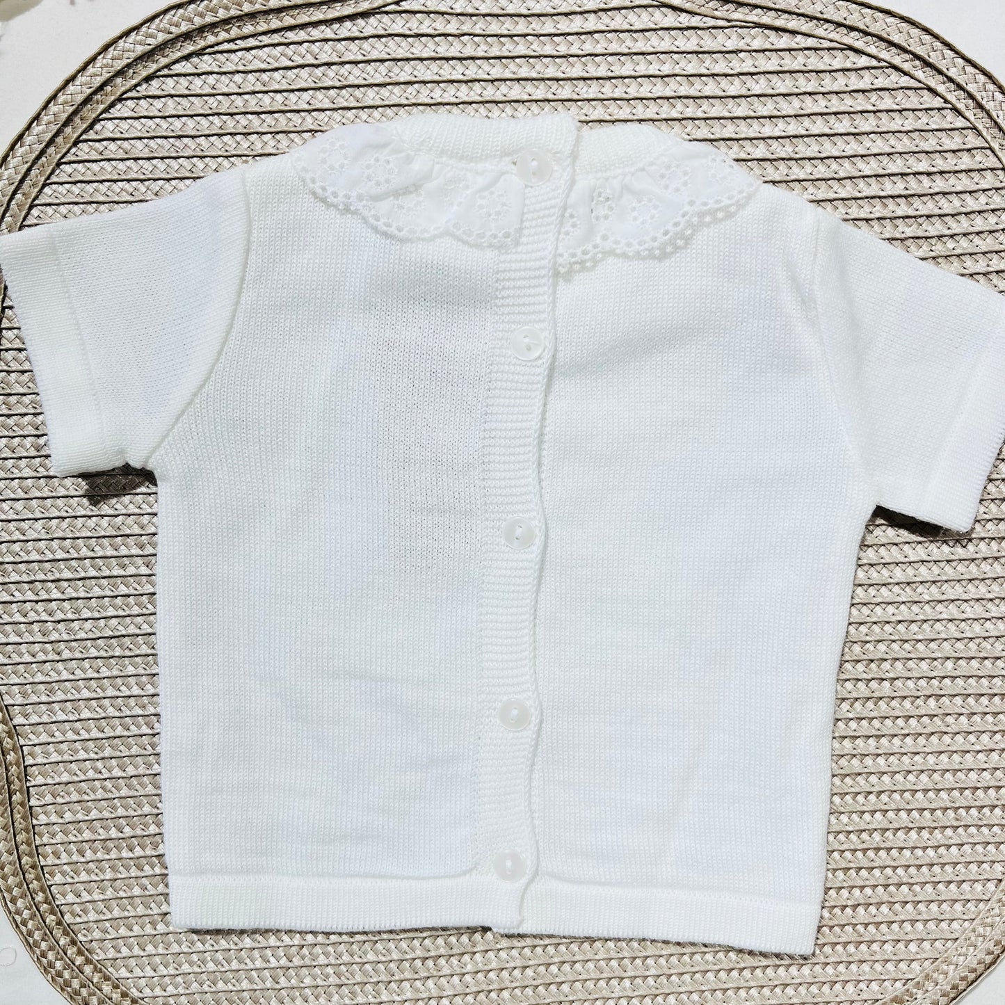 Conjunto saída de maternidade para bebé - Conjunto Laço de bebé em malha - Areia - 2 peças
