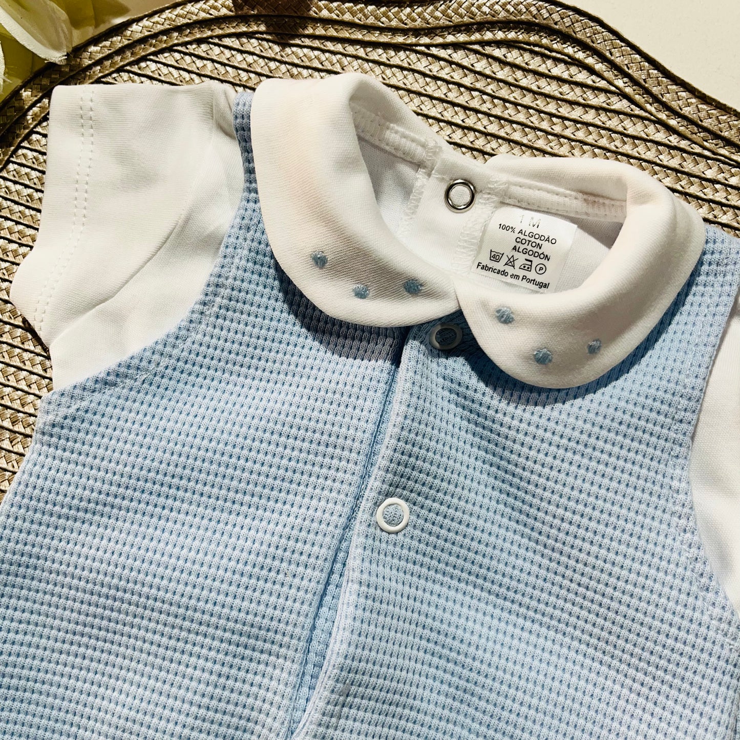 Conjunto de Bebé - Fofo e camisa em azul bebé  - Pintinhas