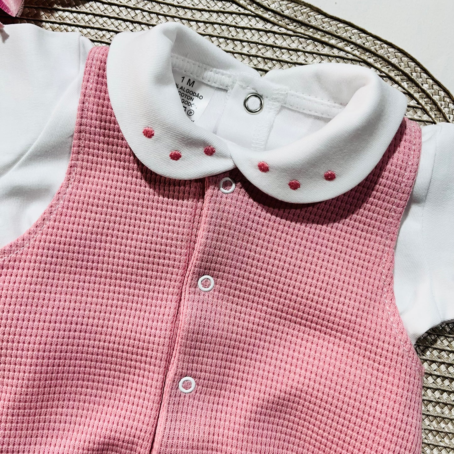 Conjunto de Bebé - Fofo e camisa em rosa velho  - Pintinhas