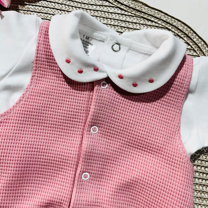 Conjunto de Bebé - Fofo e camisa em rosa velho  - Pintinhas