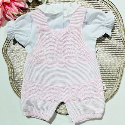 Conjunto de Malha para Bebé - Macacão e camisa em Rosa bebé