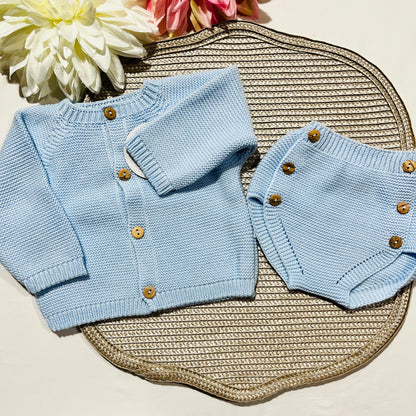 Conjunto para Bebé - Casaco e tapa fraldas em algodão