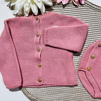 Conjunto para Bebé - Casaco e tapa fraldas em algodão
