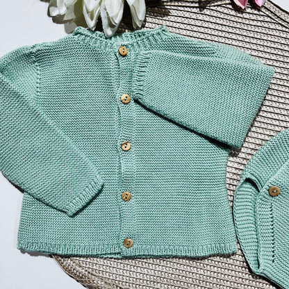 Conjunto para Bebé - Casaco e tapa fraldas em algodão