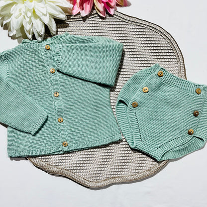 Conjunto para Bebé - Casaco e tapa fraldas em algodão
