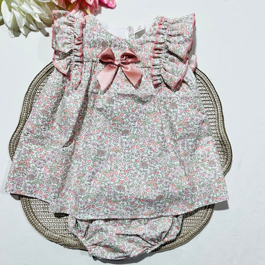 Vestido de bebé com tapa fraldas - Flor