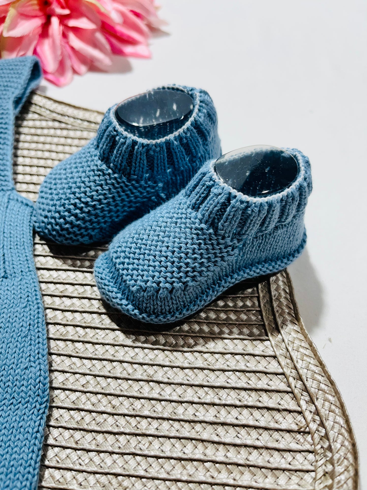 Jardineira + carapins para bebé - Algodão em azul cobalto