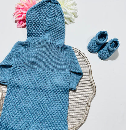 Macacão inteiro de malha de algodão para  Bebé - Azul cobalto