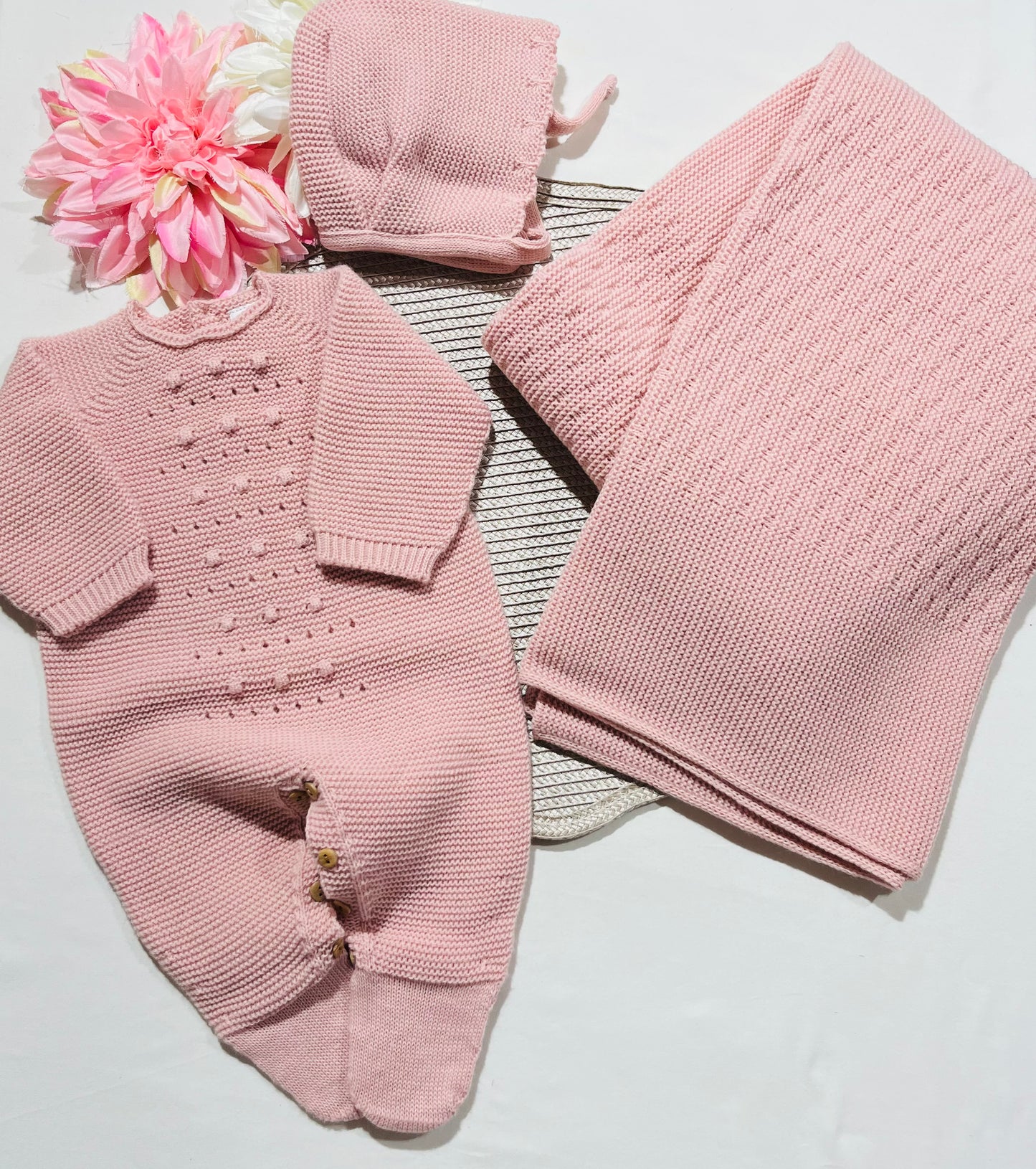 Saida de maternidade para bebé - Rosa velho