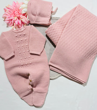 Saida de maternidade para bebé - Rosa velho