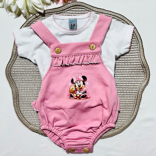 Conjunto para bebé Minnie - Algodão em Rosa