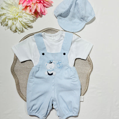 Conjunto de 3 Peças para bebé Marinheiro - Algodão em Azul
