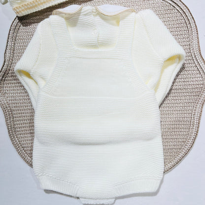 Conjunto saída de maternidade para bebé - Fofo, camisola e gorro em malha