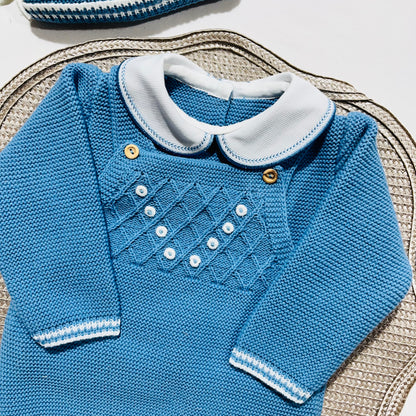Conjunto saída de maternidade para bebé - Fofo, camisola e gorro em malha