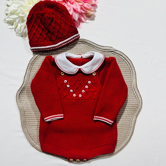 Conjunto saída de maternidade para bebé - Fofo, camisola e gorro em malha