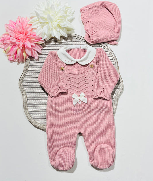 Conjunto Chérie para bebé - 1/3M - Rosa velho