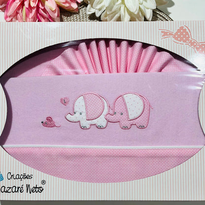 Jogo de lençóis em flanela para Next to me - Elefante rosa