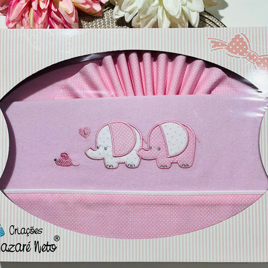 Jogo de lençóis em flanela para Next to me - Elefante rosa