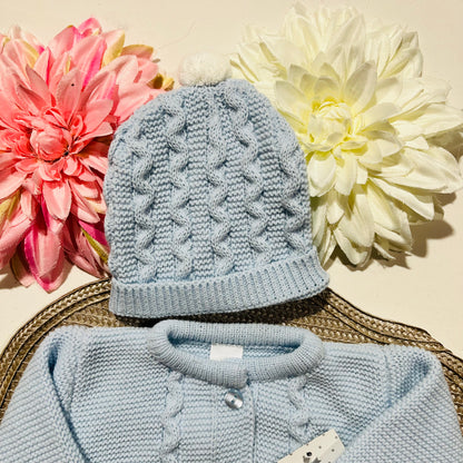 Conjunto de bebé - Casaco + Gorro + luvas - Azul