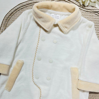 Babygrow Pedro em veludo  - Pérola - 1 e 3 meses