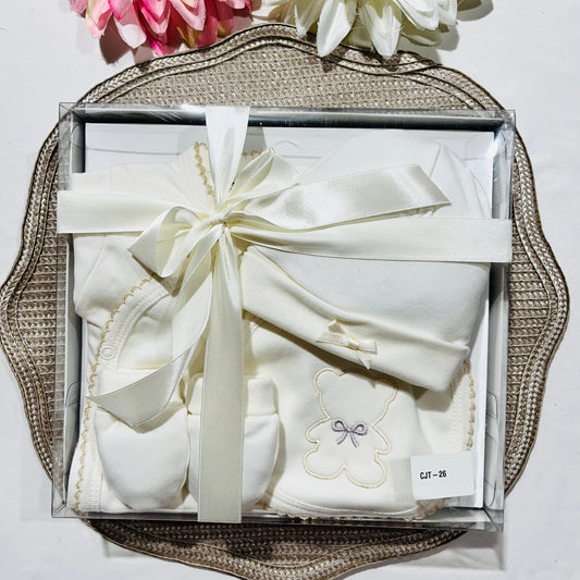 Conjunto interior cardado Urso - 100% algodão bebé - Pérola