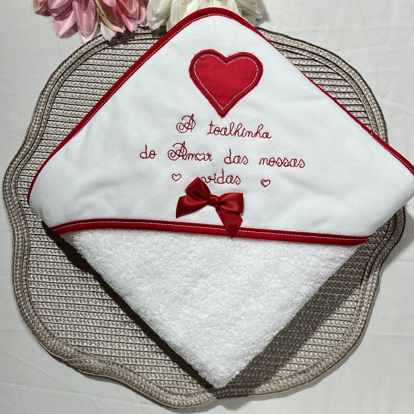 Toalha de Banho em algodão para Bebé - Amor das nossas vidas