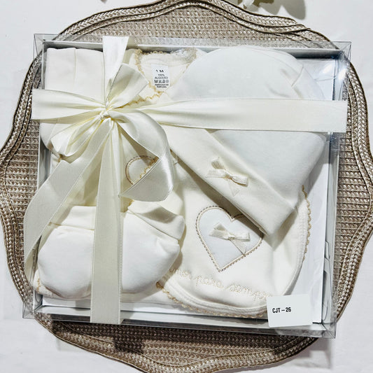 Conjunto interior cardado Amor - 100% algodão bebé - Pérola
