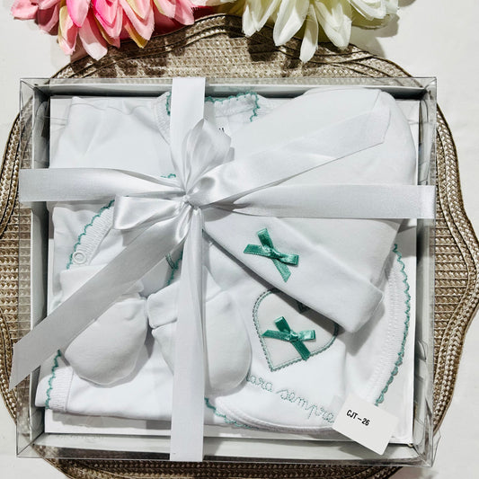 Conjunto interior cardado Amor - 100% algodão bebé - Verde seco