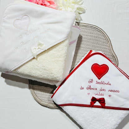 Toalha de Banho em algodão para Bebé - Amor das nossas vidas