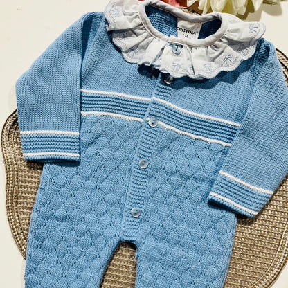 Conjunto Dinis em malha  para bebé - 1,3 e 6M -Azul
