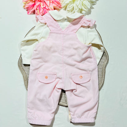 Conjunto jardineira e camisa para bebé - 3, 6 e 12M - Amor