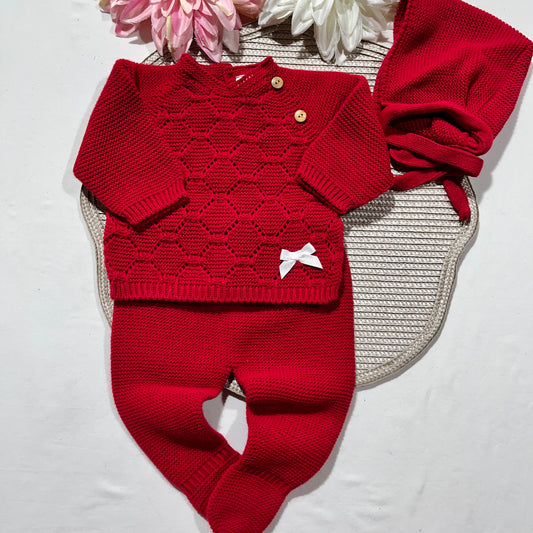 Conjunto de Saída de maternidade para Bebé 0-3 meses - Favinho - Vermelho