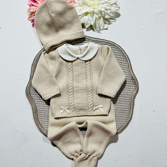 Conjunto de Saída de maternidade para Bebé 0-3 meses - Miminho - Areia