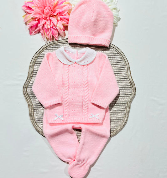 Conjunto de Saída de maternidade para Bebé 0-3 meses - Miminho - Rosa bebé